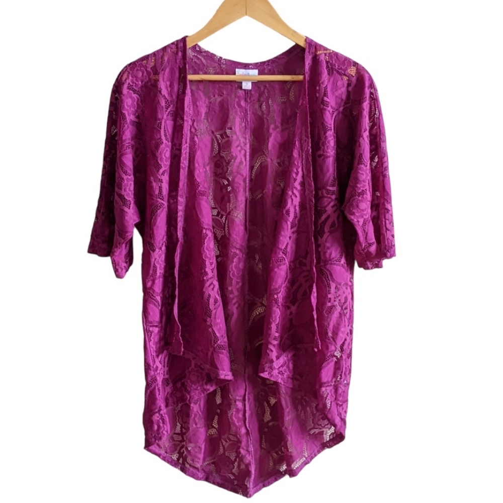 LuLaRoe Ladies' Lace Hi-Lo Drape Front S/S Cardigan